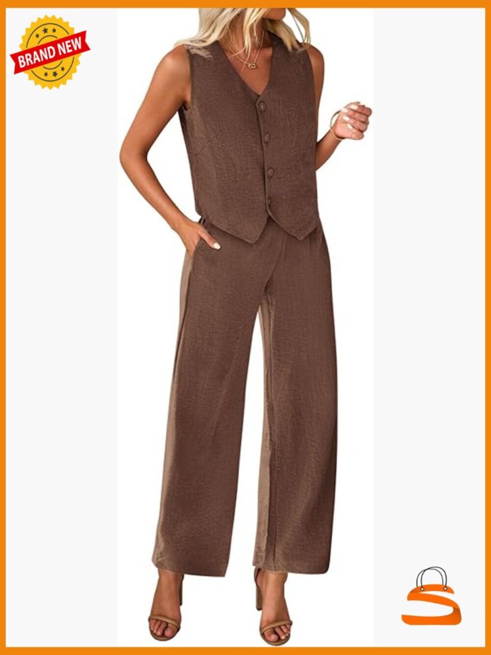 2 Piece Set Vest Blazer Wide Leg Pants Suit Work Office Outfits